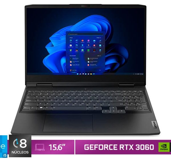 NOTEBOOK GAMER LENOVO 15IAH7 INTEL CORE I5 8 GB RAM 512 GB SSD NVIDIA RTX 3060 15.6"