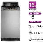 LAVADORA CARGA SUPERIOR MADEMSA 16 SZG 16KG PLATA