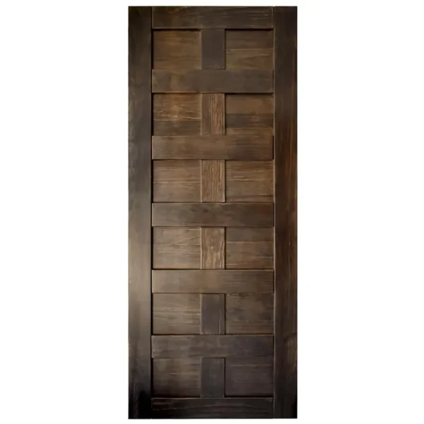 Puerta pino Sabella 12 paneles color Nogal 80cm/200cm