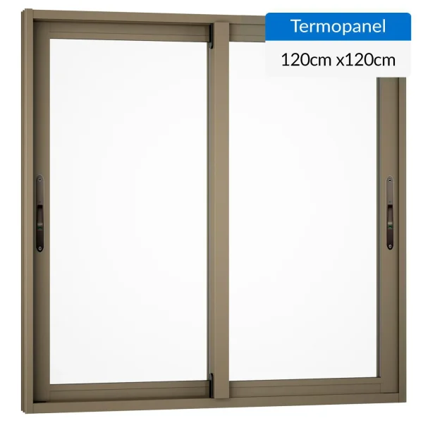 Ventana termopanel aluminio 120x120 cm titanio corredera