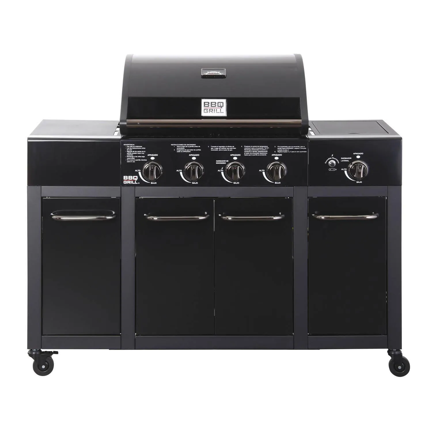Parrilla a gas buffalo black 4 quemadores + quemador lateral + funda Parrilla a gas buffalo black 4 quemadores + quemador lateral + funda - Imagen 1